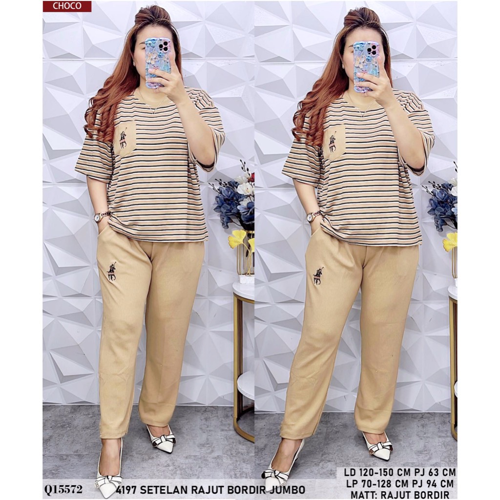 4197 SETELAN RAJUT BORDIR JUMBO
