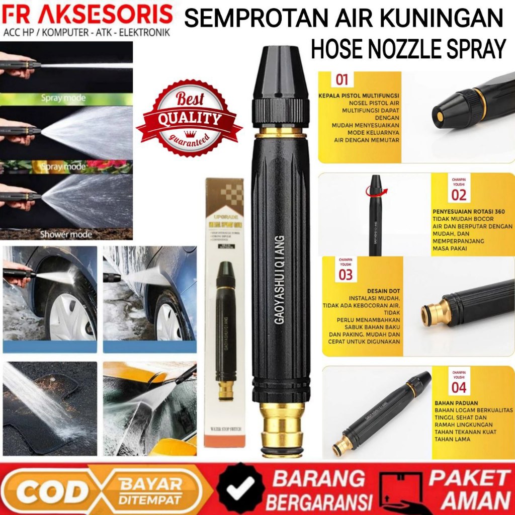 Kepala Semprotan AIR Kuningan Nozzle Water Jet Spray Kepala selang AIR CUCI MOBIL MOTOR SIRAM TANAMA