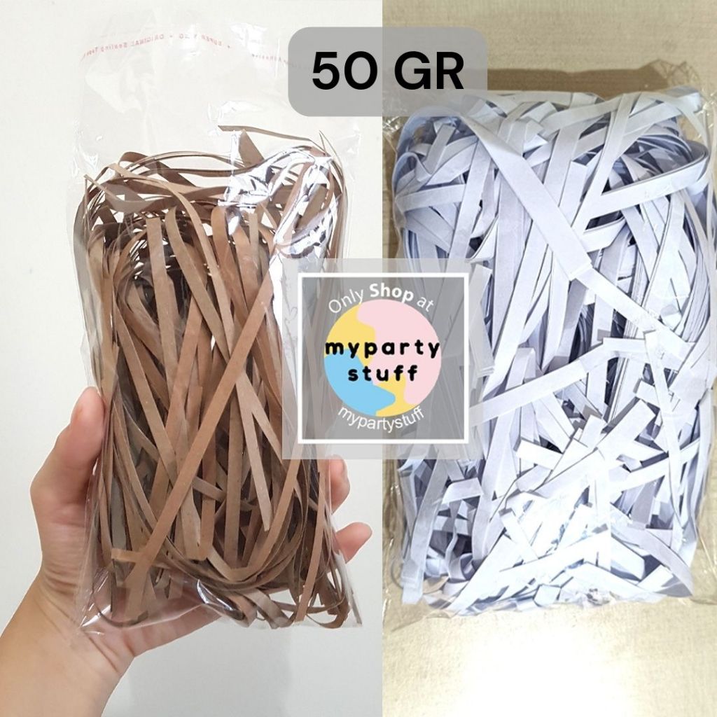 

50gr Kertas Cacah Kertas Shredded Kertas Serut Shredded Paper Kertas Potongan Tambahan Packing Hampers Parcel Gift Box Kado Kertas Kraft Samson