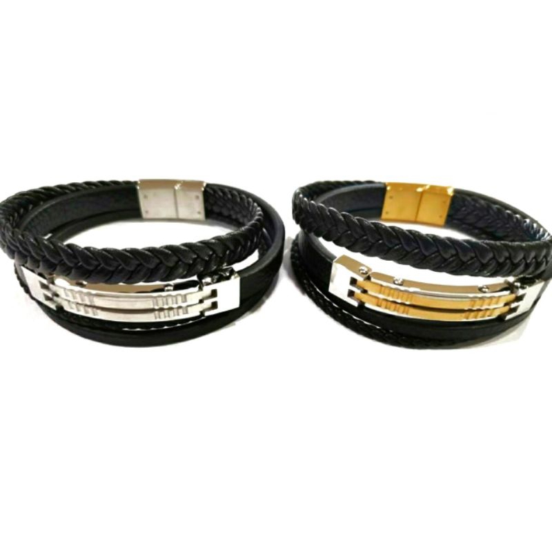Gelang Kulit Titanium mix Pria Wanita 20 cm
