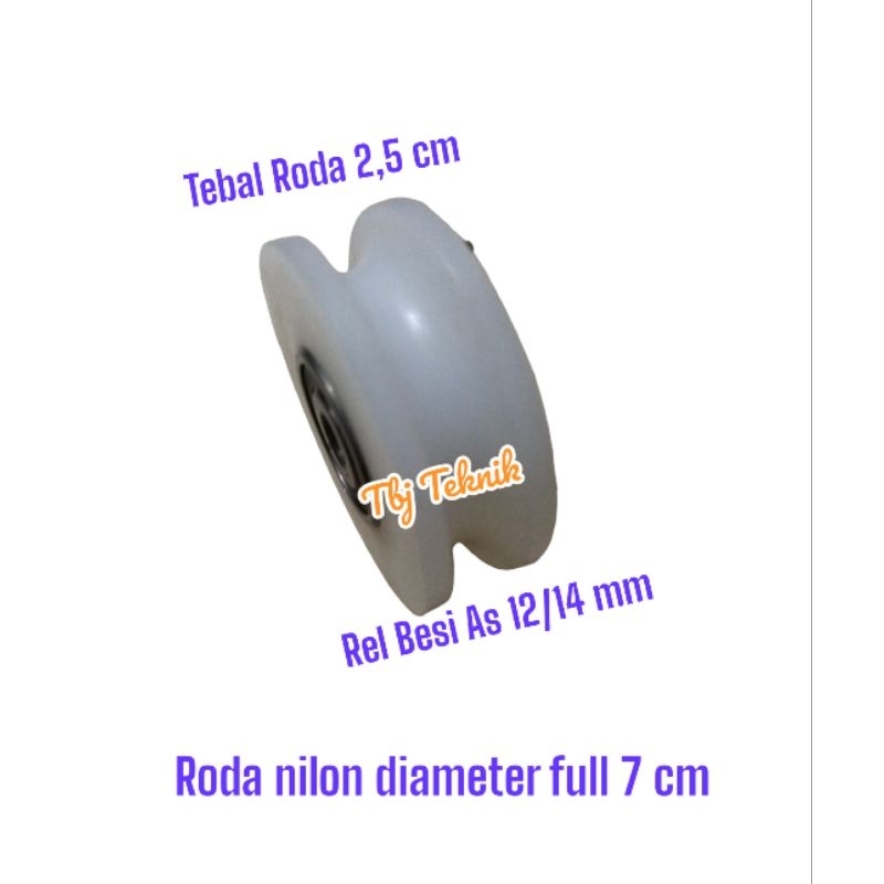 roda pagar nilon 7 cm tanpa rumah roda