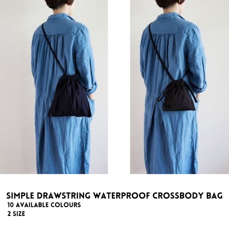 AC Simple Nylon Drawstring Waterproof Crossbody Sling Shoulder Bucket Bag Tote Totebag Canvas Kanvas