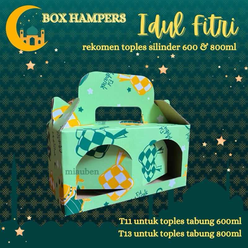 Box hampers lebaran isi 2 toples tabung 600ml/800ml