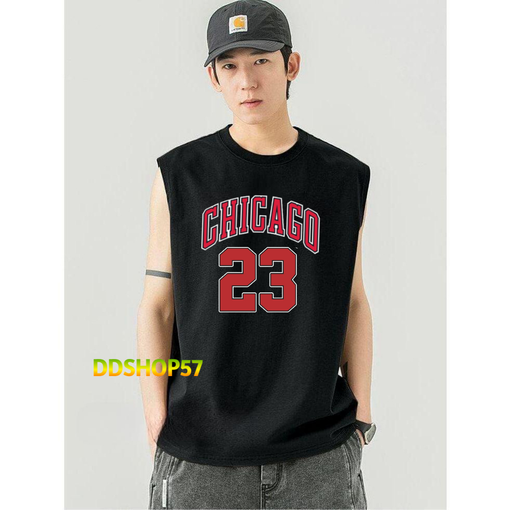 Baju Kaos Singlet Pria Dewasa Chicago 23 / Singlet Santai Gym Terbaru / Tanktop Pria Ukuran Jumbo Si