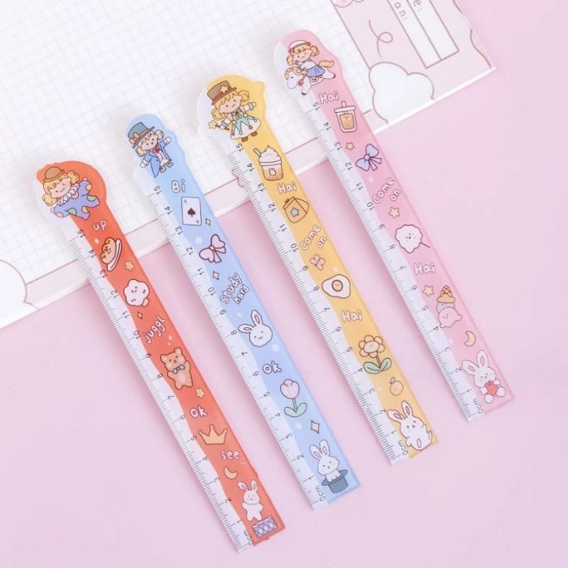 

Pengaris Sekolah Kantor Motif Lucu 15cm Bahan Plastik Import penggaris anak