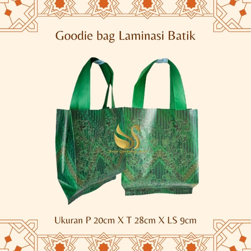 

(LUSINAN 12 PCS) GOODIE BAG LAMINASI TALI MINI BATIK 20x28x9 / tas Hampers spunbond/tas kado