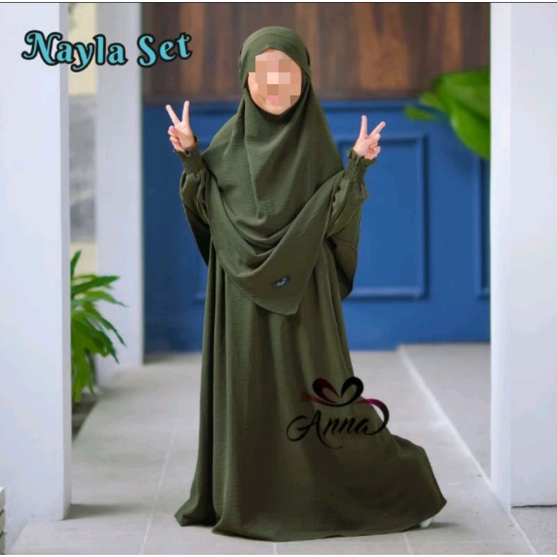 Gamis Bayi dan Anak French Khimar Bahan Crincle Airflow Khimar Hijab Cadar