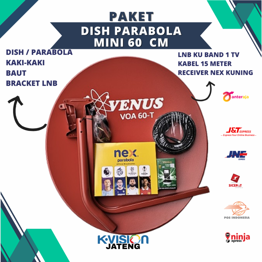 Paket Parabola Mini 60 MOLA Nex Parabola Merah Kuning Terbaru