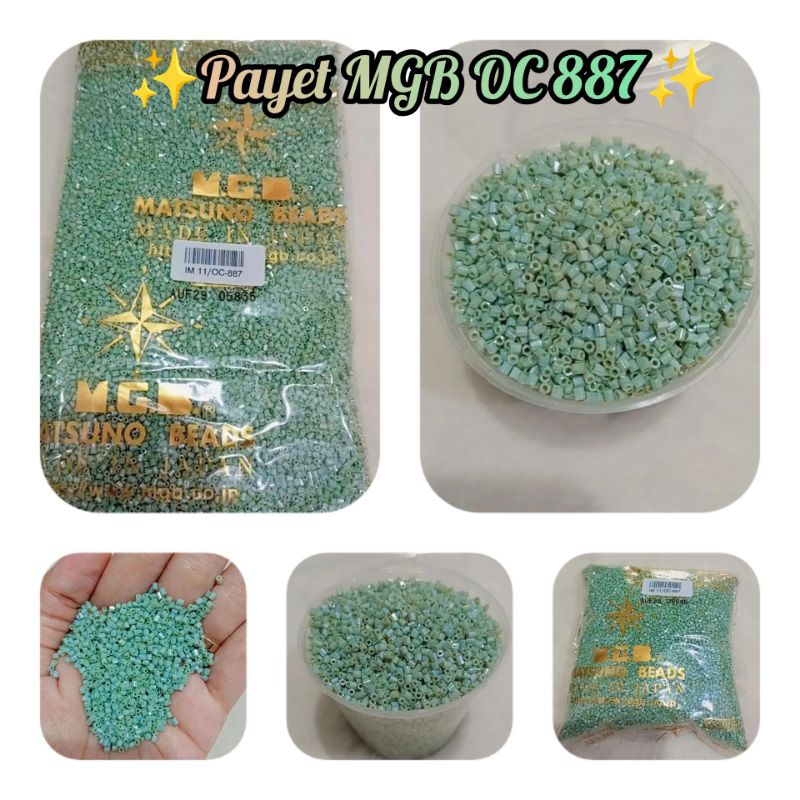 20gram Payet Bambu Jepang Asli MGB OC 887 Seri Sage doff Bahan Payet Baju pengantin
