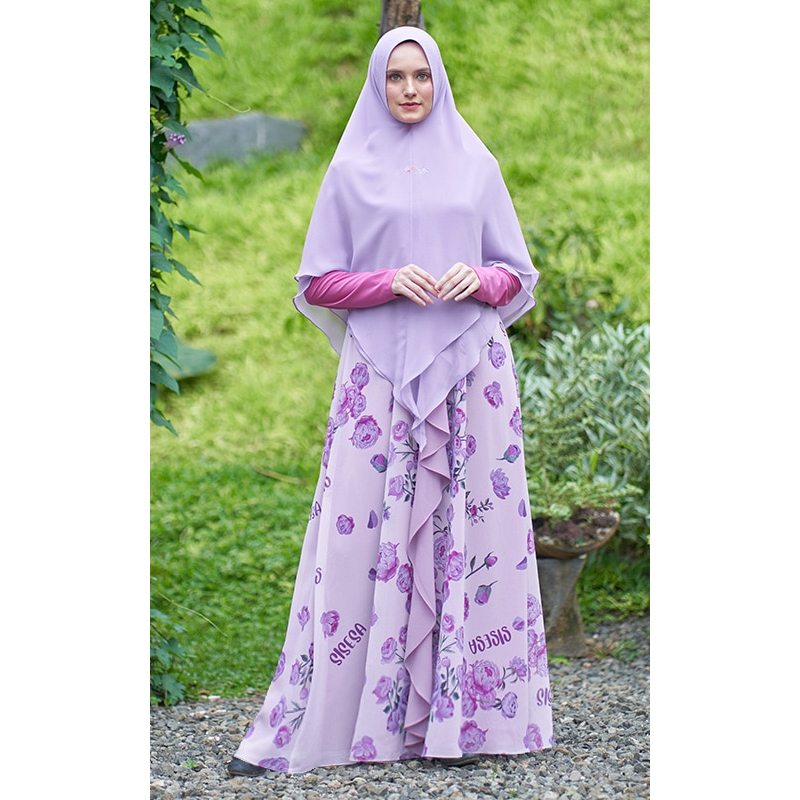 [SILMIKAFF] Sisesa Set BASIRAH MISTY PINK-PLUM Premium Syari Setelan Baju Muslim Wanita Dress Trendi
