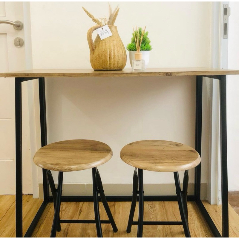 (sold) PRELOVED meja makan informa Lexi Set Meja Makan Lipat 2 Bangku - Cokelat Walnut