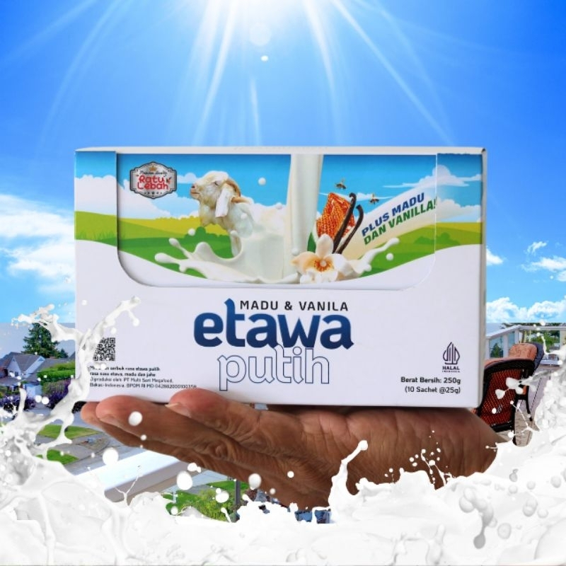 

SUSU KAMBING ETAWA PUTIH 10 sacset Ratu Lebah | etawa + jahe + vanila 1 bok 10 Sachet