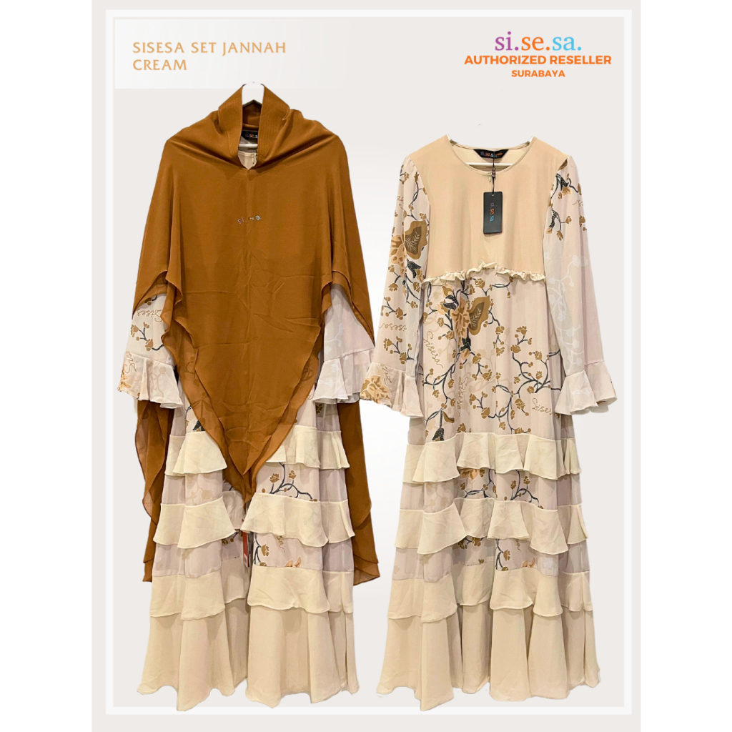 [SILMIKAFF] Sisesa SET JANNAH CREAM SYARI GAMIS PREMIUM BAJU SETELAN MUSLIM WANITA