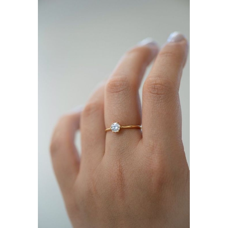 Cincin emas wanita asli model soliter swarovski