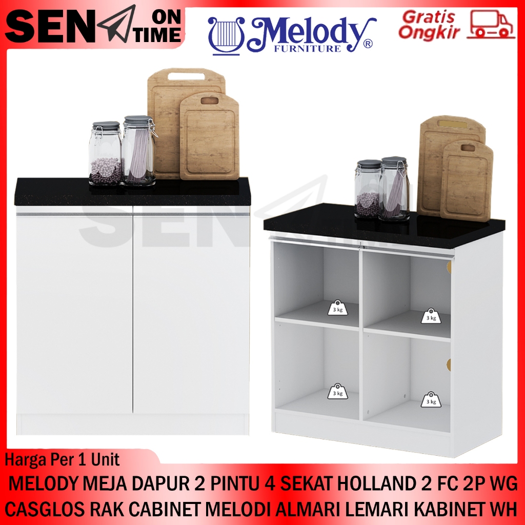 [KARGO] MELODY MEJA DAPUR 2 PINTU 4 SEKAT HOLLAND 2 FC 2P WG-CASGLOS RAK CABINET MELODI ALMARI LEMAR