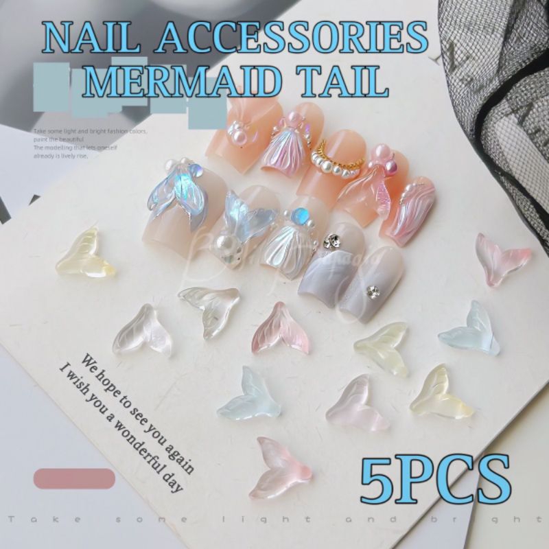Nail Accessories 3D Mermaid Tails Hiasan Kuku Nail Art