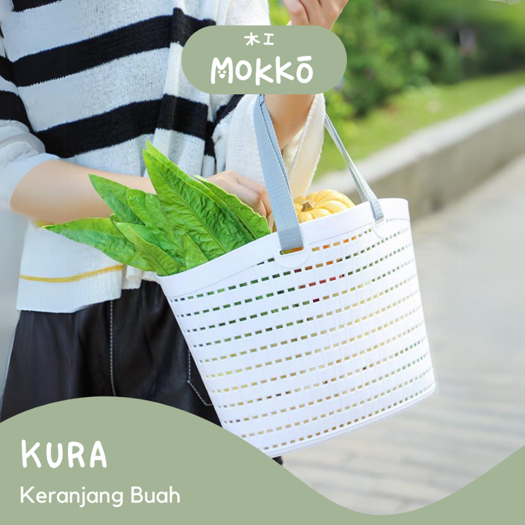 MOKKO - KURA Basket Bag Sayur Buah Multifungsi Keranjang Plastik Belanjaan Praktis Plastic Basket Be