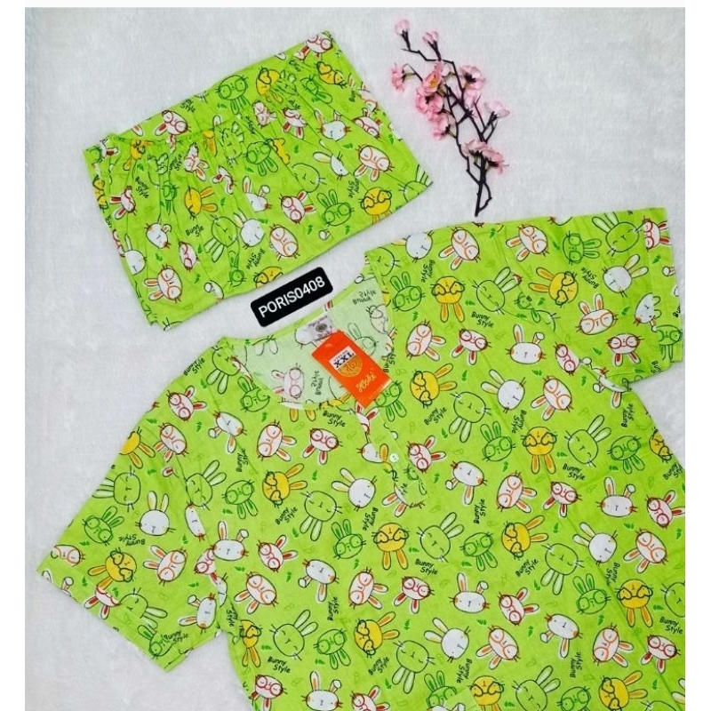 Baju Tidur HOKI XXL Jumbo katun wanita Celana 3/4 (style bunny)