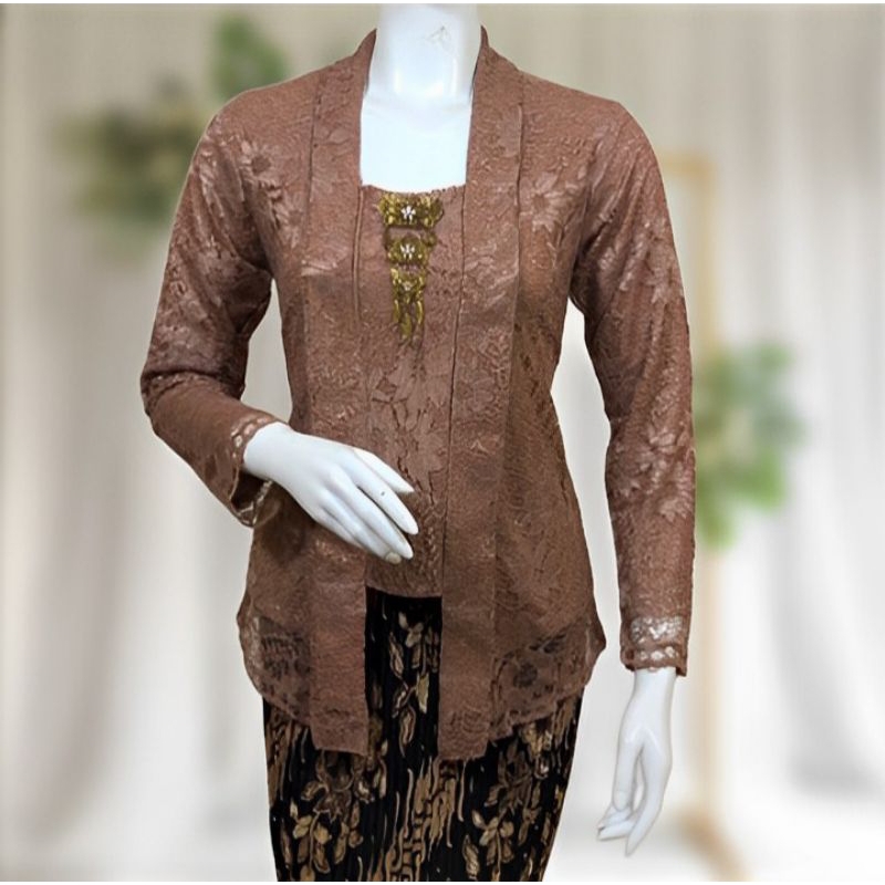 Kebaya Brukat / Set Kebaya Modern / Kebaya Kutubaru Lengan Panjang Baju Kondangan Untuk Wisuda Remaj