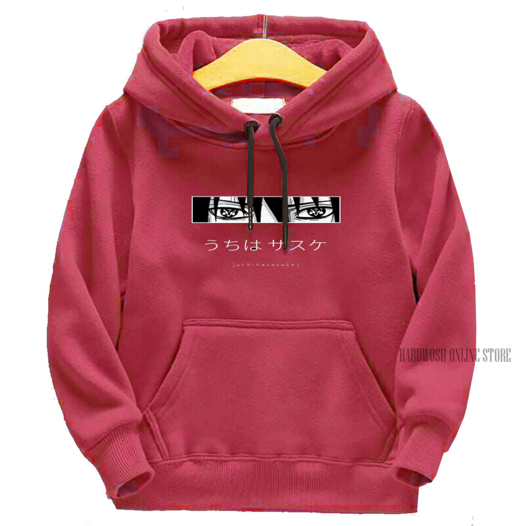 HARDWOSH Hoodie anak mata sasuke laki laki perempuan umur 2-12 tahun warna maron