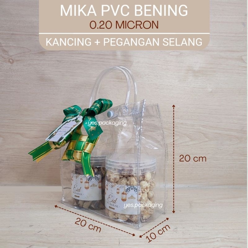 

[20x10x20cm] TAS MIKA PVC Bening Tas Toples Jar Tas Hampers Lebaran Idul Fitri