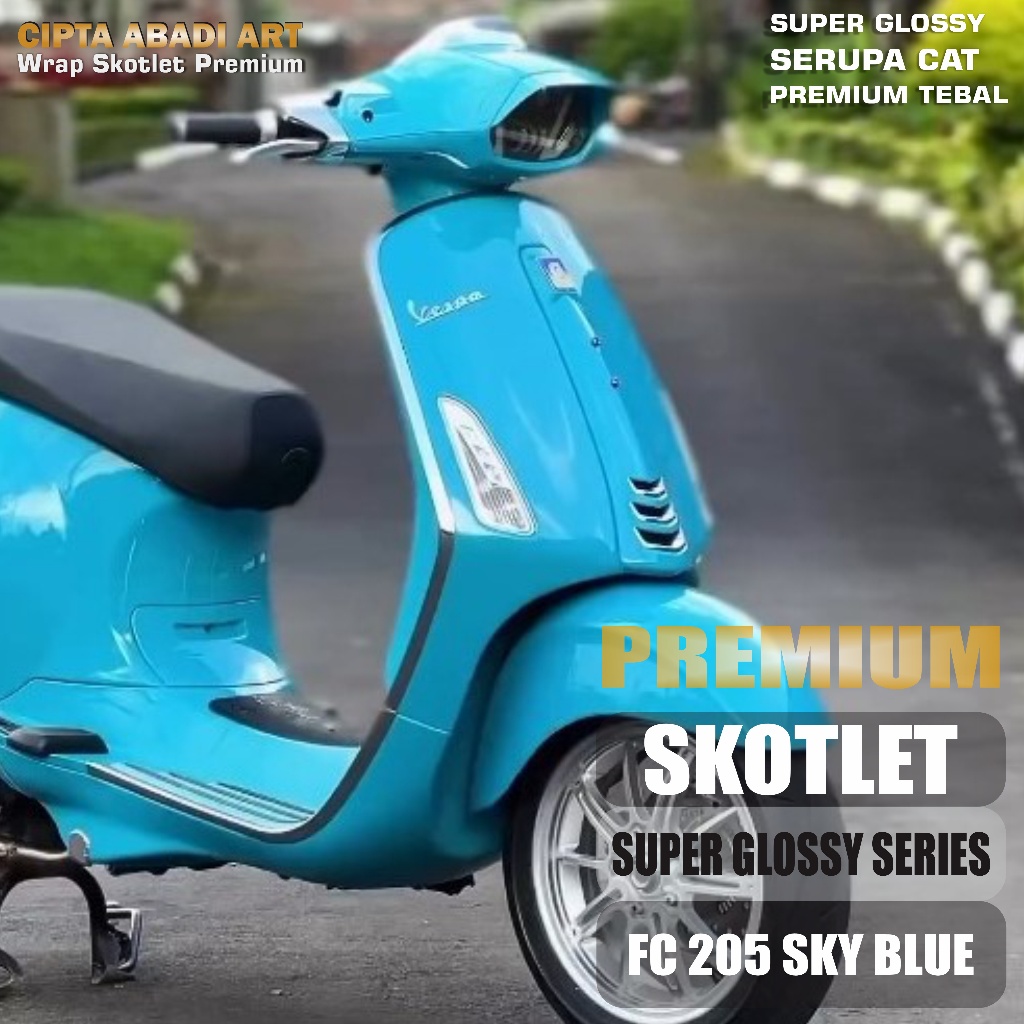 STIKER SKOTLET MOTOR PREMIUM SKY BLUE SUPER GLOSSY STICKER SCOTLET BIRU LANGIT GLOS HIGHT CLASS TEBA