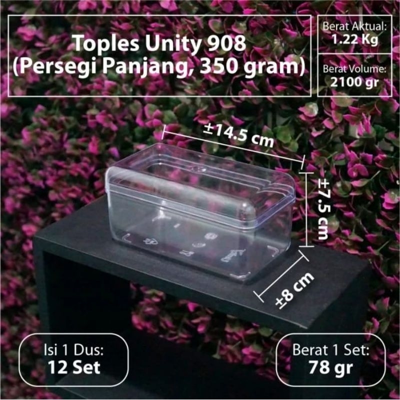 Toples Kue Kering Unity Persegi Panjang / Toples Unity 908