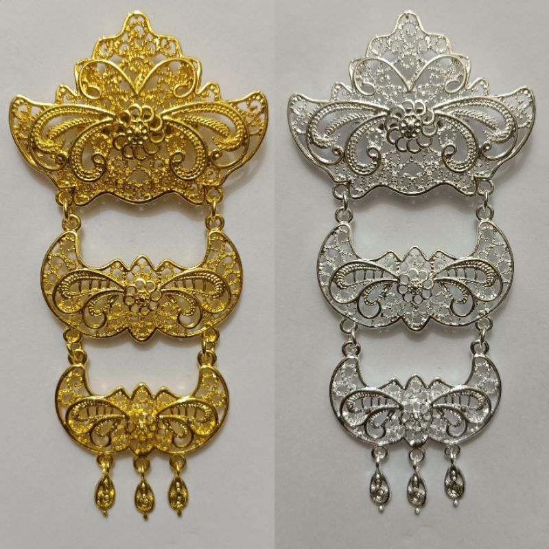 jewelry36 Kalung & Bros Pin Brooch Susun Adat Kebaya KutuBaru Kuning Putih Permata Polos Hijab Pesta