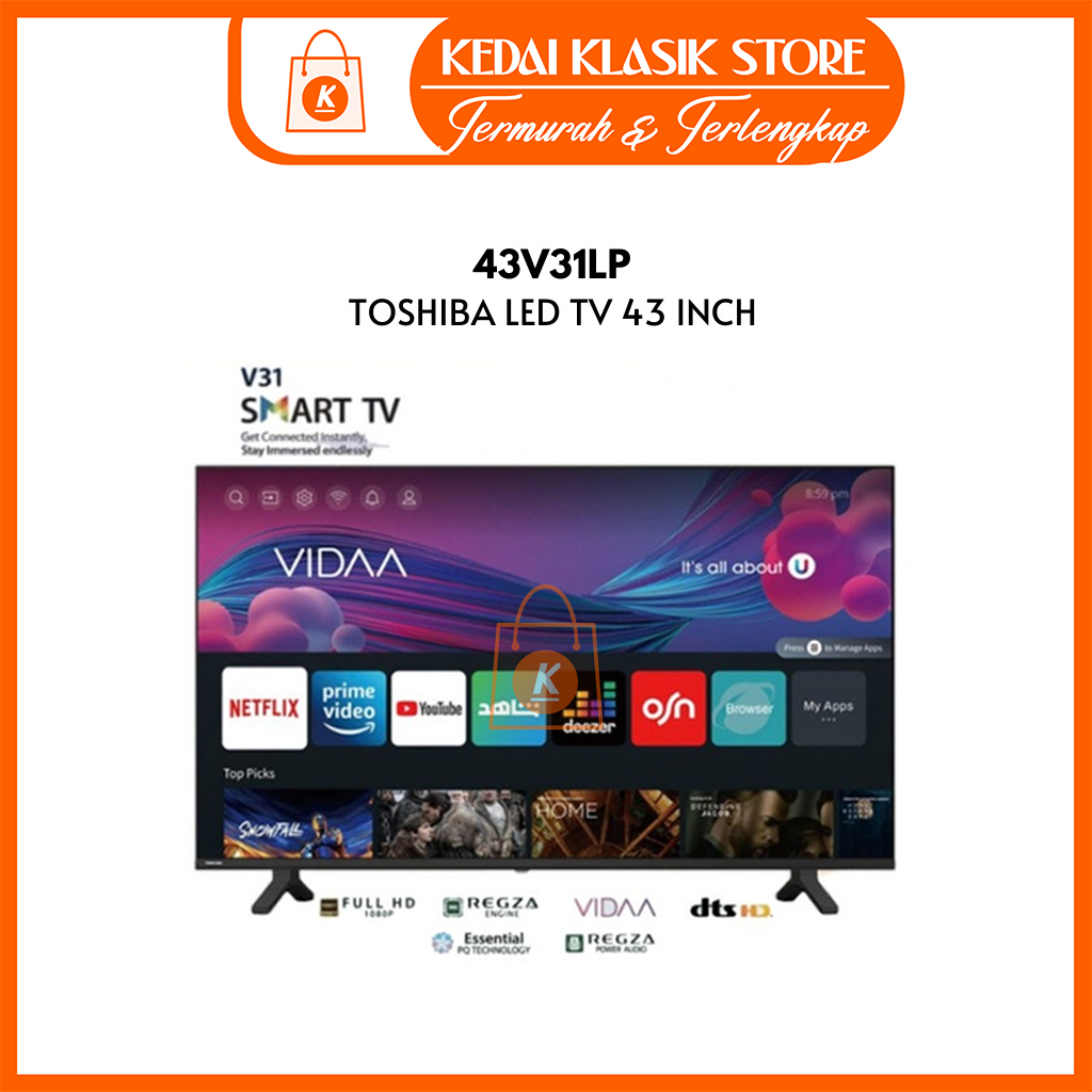 THOSIBA 43V31LP 43 INCH SMART TV VIDA HDR FHD
