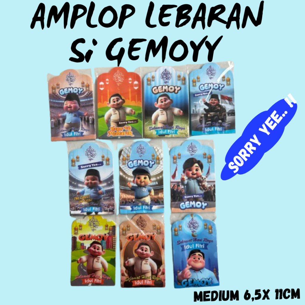 

House of Geefa - Amplop Lebaran Motif Gemoy - Amplop Medium Karakter Idul Fitri 2024