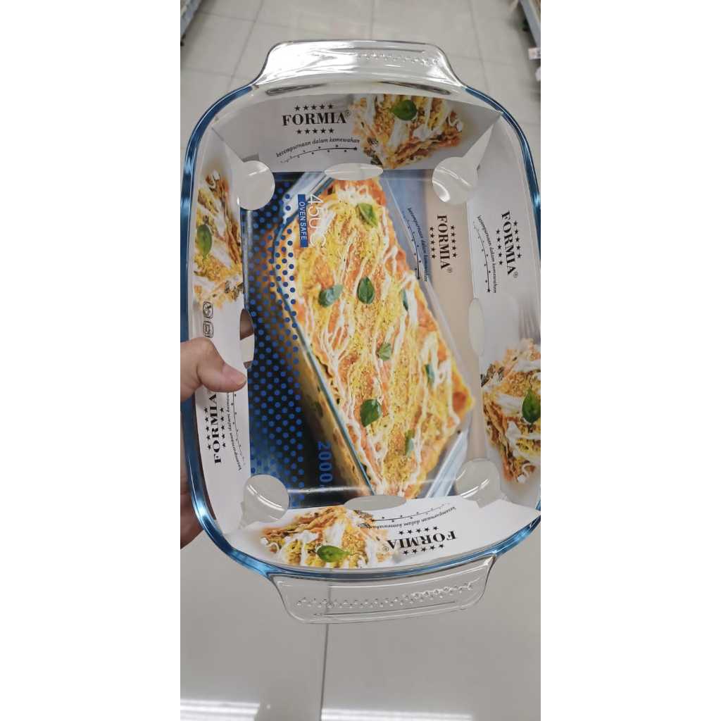 Serving bowl 2L oven & microwave safe tahan panas wadah saji kaca tebal persegi panjang