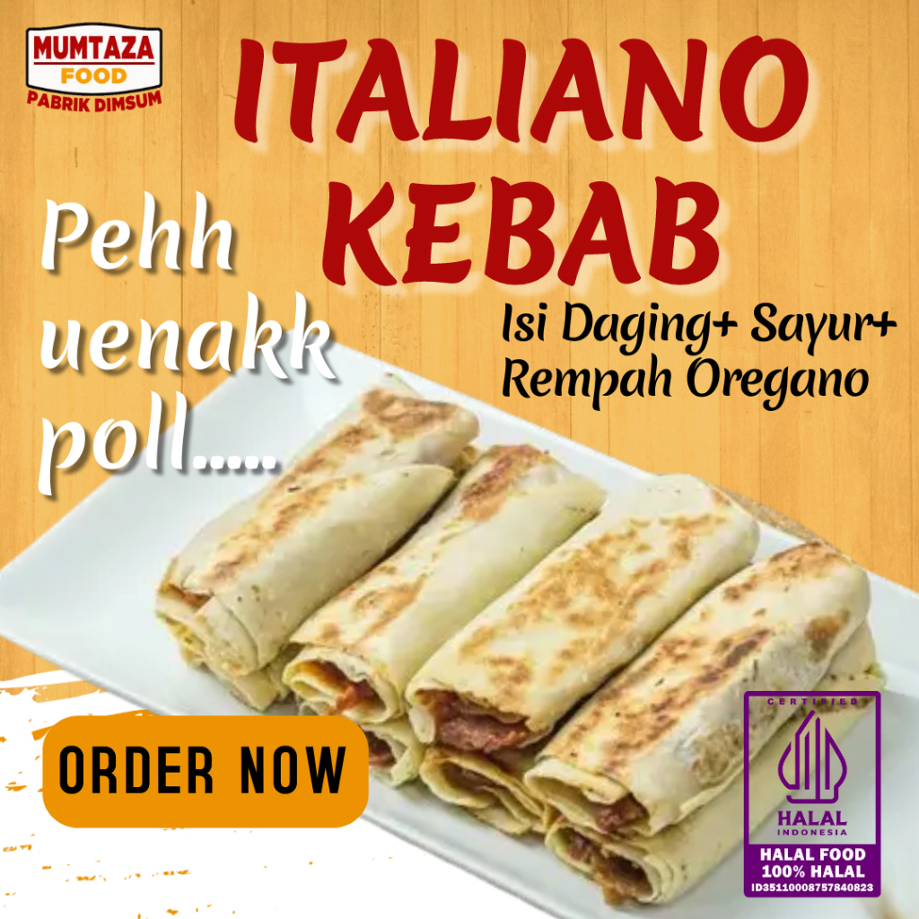 

ITALIANO KEBAB MINI ISI DAGING+SAYUR+REMPAH OREGANO KEDIRI KOTA