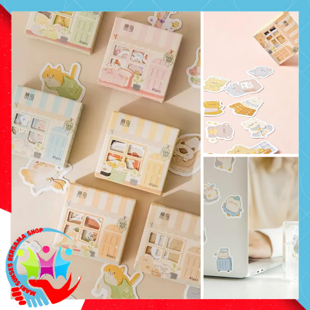

MSBS 45Pcs Stiker Karakter Hewan Untuk Diary Aesthetic Sticker Dekorasi Jurnal Scrapbook Stiker Set Home Series isi 45 Pcs Cute