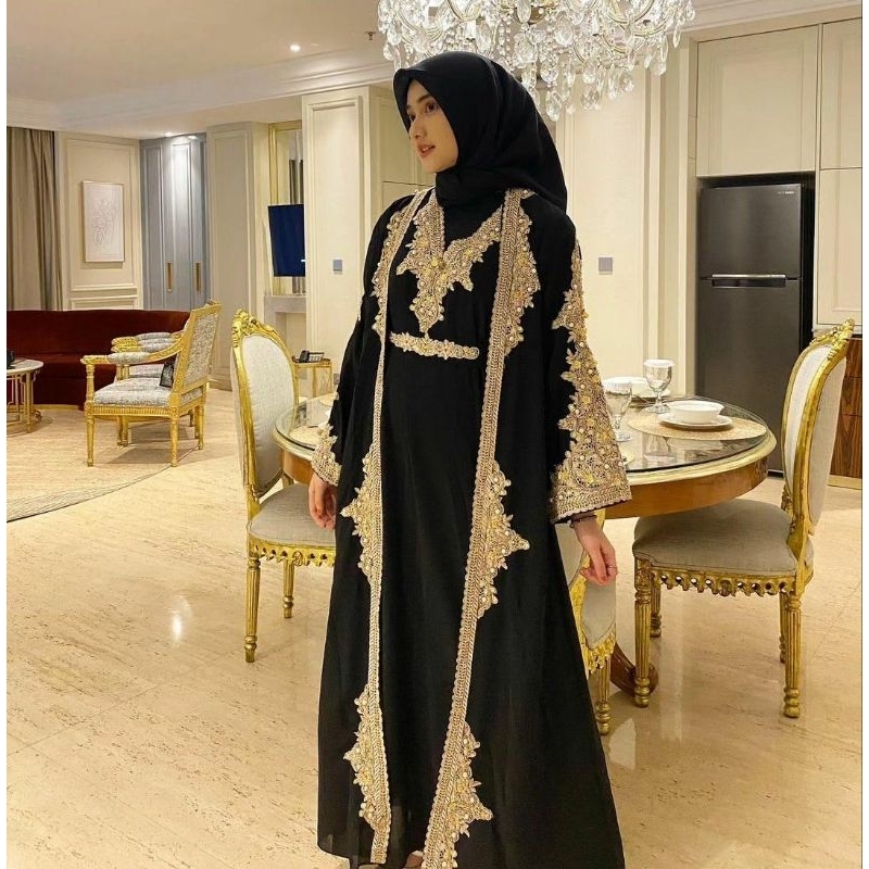 Dress Lebaran Aesthetic Remaja | Abaya Hitam Turkey | Abaya Lebaran 2024 | Abaya Outer Remaja | Baju