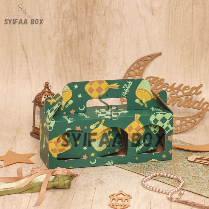 

( 10 pcs ) Box Jinjing 3 Toples 500gr Lebaran Kardus Tenteng Packaging Hampers Idul Fitri Coklat Marocco