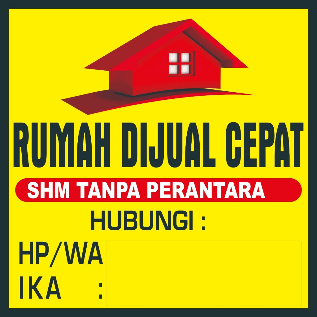 SPANDUK/BANNER MURAH RUMAH DIJUAL/SEWA/DIKONTRAKAN FREE DESAIN