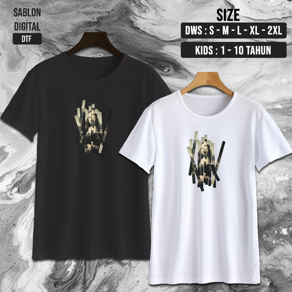 NW0275 Kaos MONALISA  / FIGURAN MONALISA / kaos MONALISA /  Baju Kaos Oblong / Baju Anak / Kaos Dewa