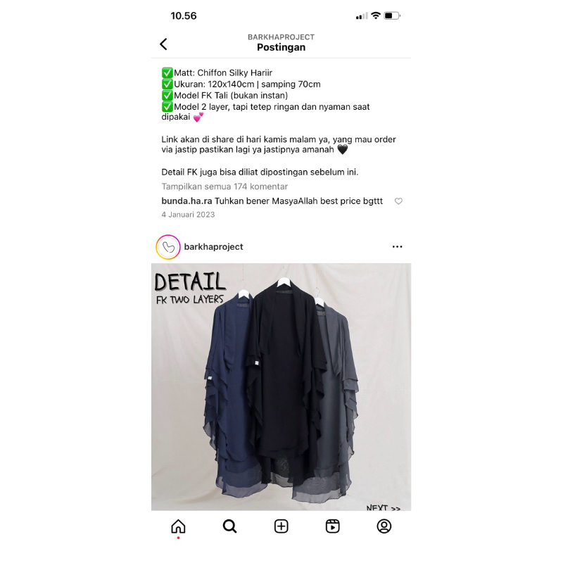 PL FK BARKHA 2 LAYER SIFFON HAREER,,LONG OVAL VVGC