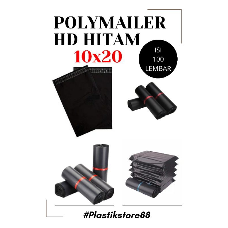 

PLASTIK PACKING 10X20 POLYMAILER HITAM HD