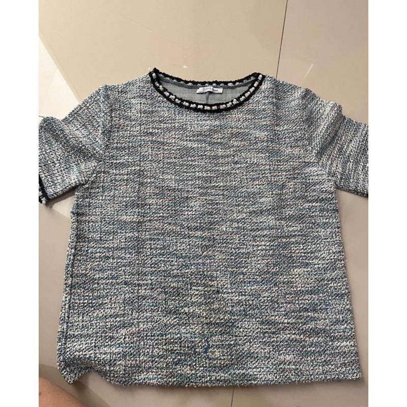 zara tweed blouse