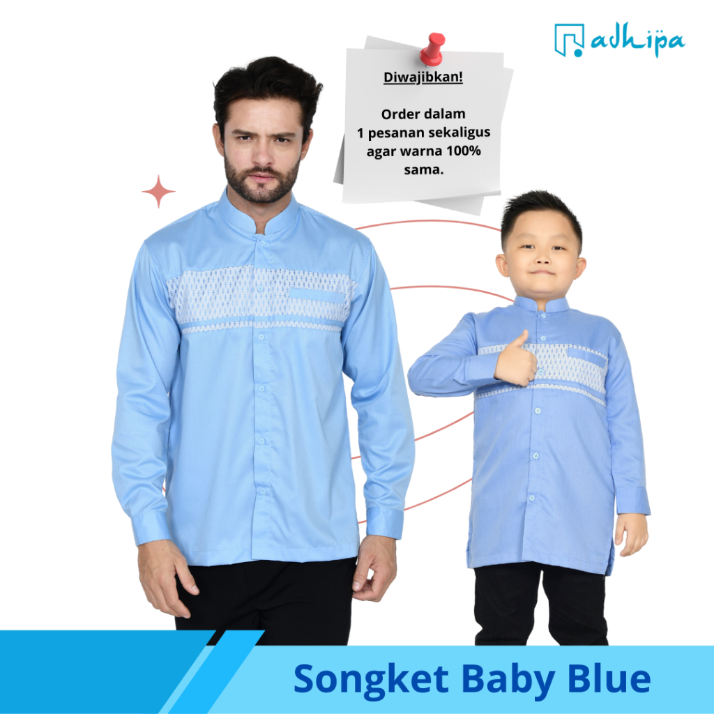 Koko Couple Ayah Anak Baby Blue Biru Muda Lengan Panjang
