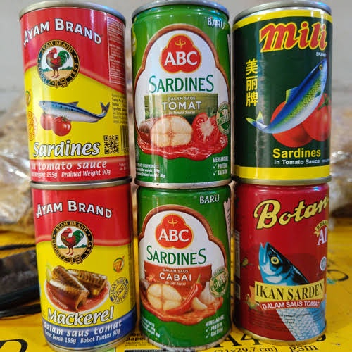 

sarden kaleng ABC Cabai,ABC bubu serundeng MAYA tomat,BOTAN mackarel155gr KIRIM INSTAN