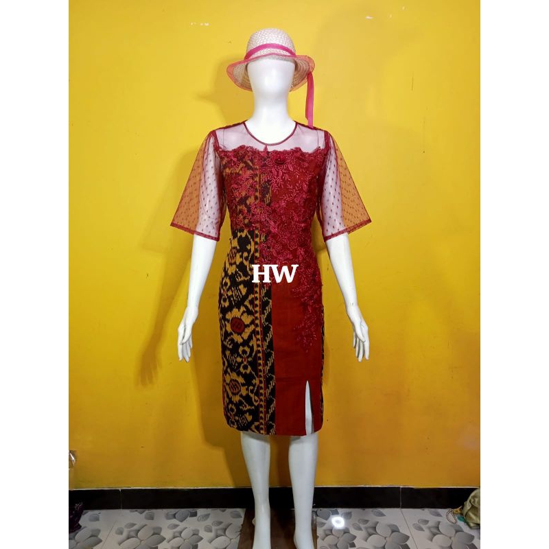 DRESS TENUN MIK BROKAT TILE DOT