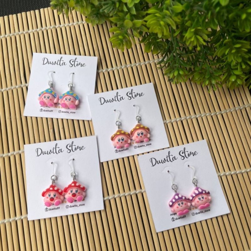 HANDMADE ANTING ANAK DEWASA KAITAN PLASTIK MOTIF KIRBY