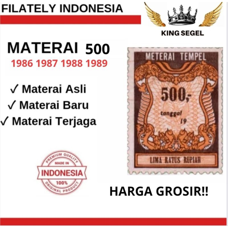 Materai 500 Tahun 1986 1987 1988 1989