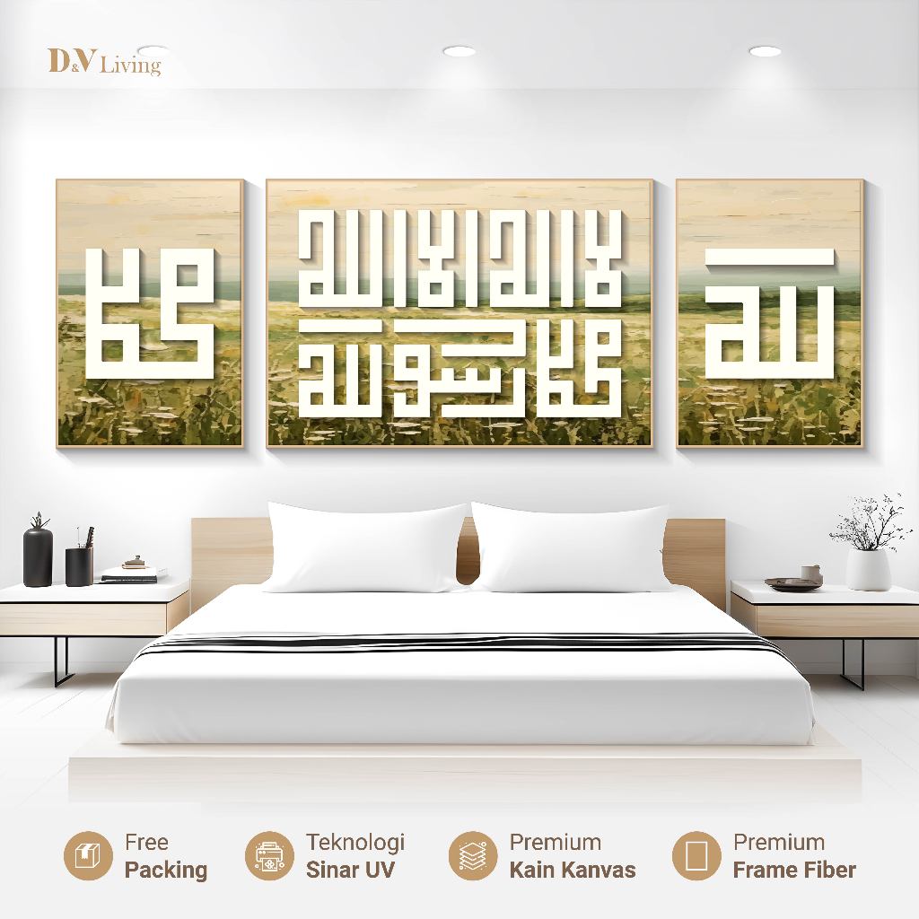 DVLIVING Hiasan Dinding Ruang Tamu Minimalis 80x57cm & 40x57cm INCLUDE FRAME KAIN KANVAS - Wall Deco