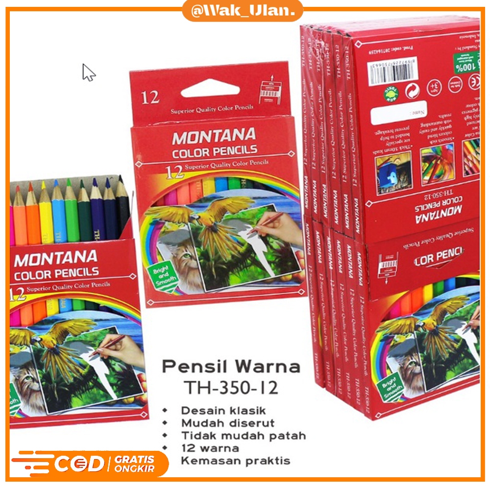 

MONTANA Color Pencil / Pensil Warna Montana TH-350 / 12 Warna / Pensil mewarnai / Pensil gambar