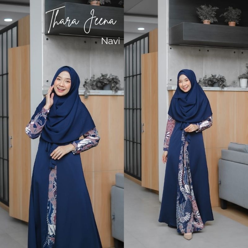 Baju Gamis Thara Jeena Series Variasi Navy