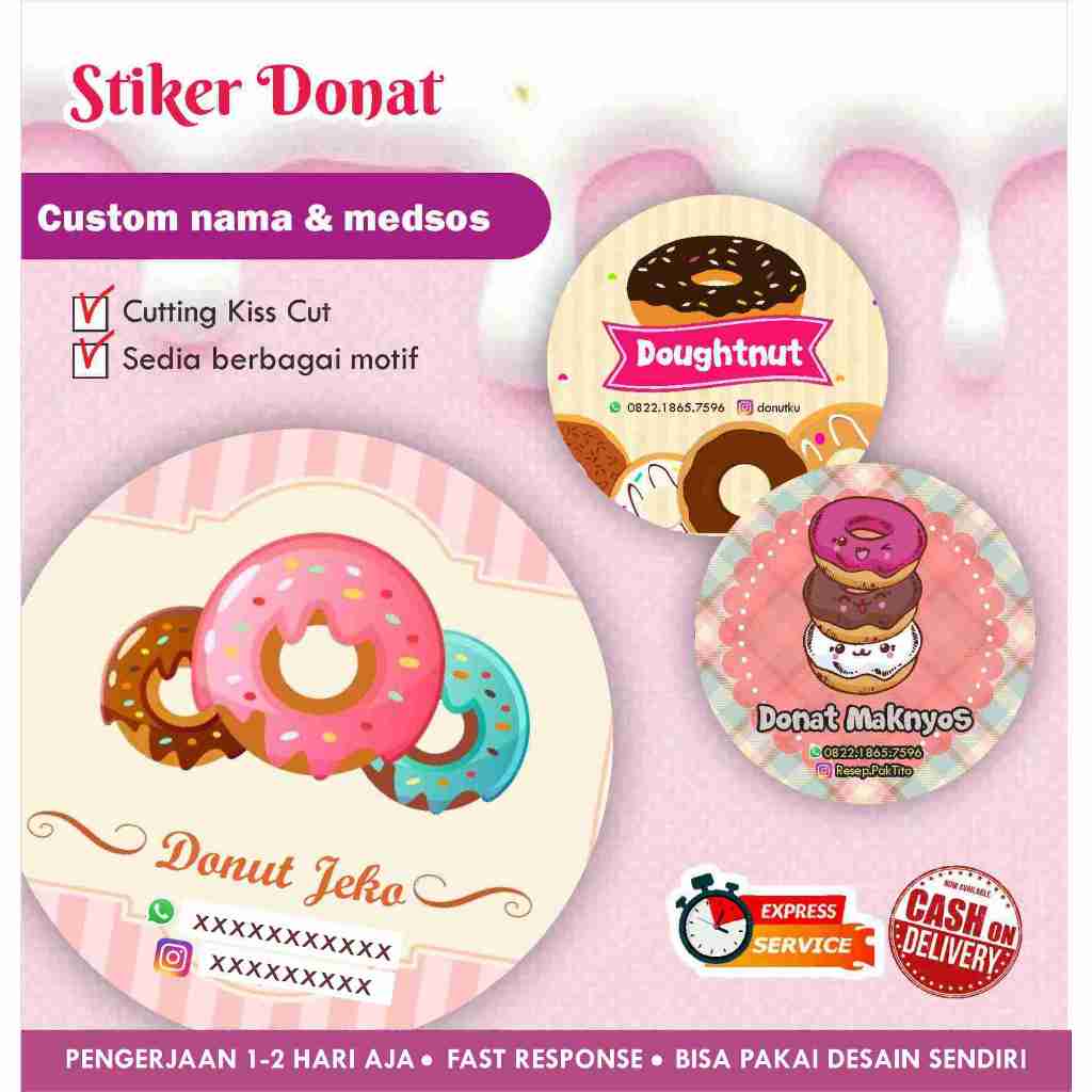 

[170 pcs] Stiker Donat Cromo bulat / Label kemasan makanan / minuman / promosi / murah / chromo