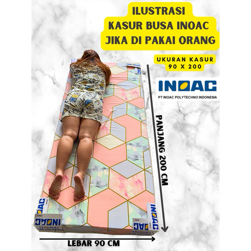 Kasur Busa INOAC 90x200x20 Original Tebal 20cm GARANSI 15 Tahun D 16 Ukuran 200, 180, 160, 140, 120,